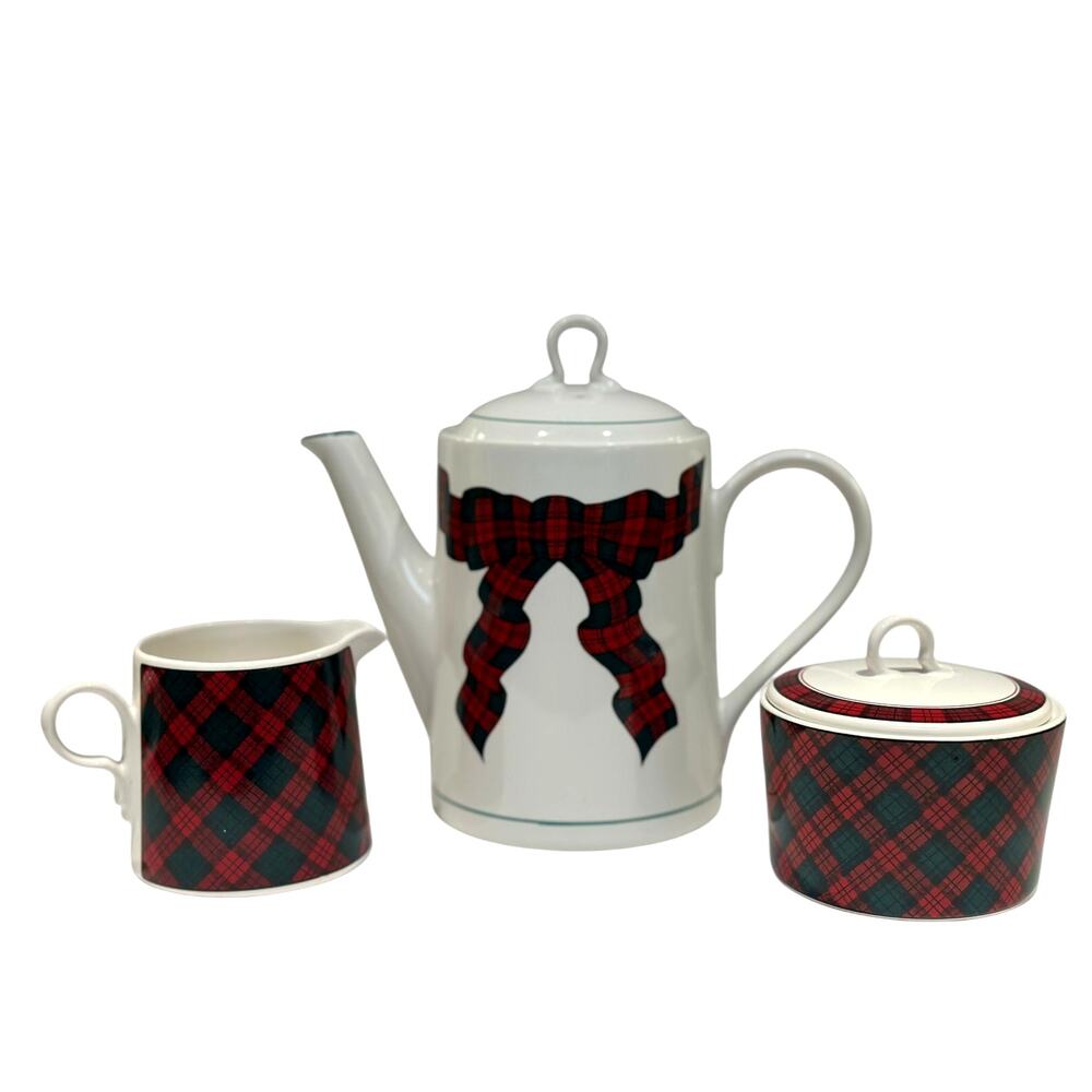 Sasaki Japan Tartan by Charles Roberts Tea/Coffee Pot, Sugar and Creamer Set